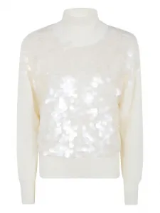 Свитер с высоким воротником и пайетками Fabiana Filippi, белый