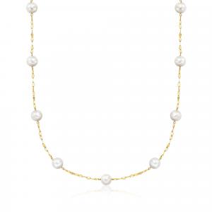 Ожерелье Ross-Simons Lumachina-Chain Station с культивированным жемчугом 6-7 мм из 14-каратного желтого золота Ross-Simons, 20 In