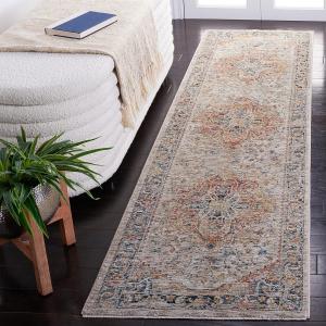 Ковер SAFAVIEH, 61 x 244 см, Silverado Collection Runner, Ivory & Blue, Oriental Vintage Distressed Design, Non-Shedding & Easy Care, идеален для помещений с высокой проходимостью в гостиной, спальне (SVD110A)