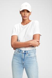 Винтажная футболка с круглым вырезом и короткими рукавами из натурального хлопка Gap, белый