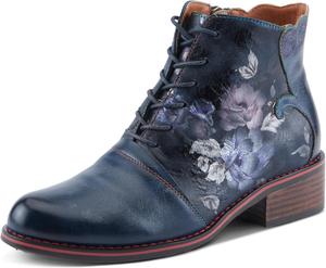 Женские ботильоны на шнуровке Spring Step L'Artiste Xenia - Классический мужской стиль с цветочным принтом на голенище, Navy Multi