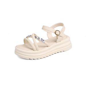 Xingdiman Женские сандалии на одной застежке бежевые, цвет Beige