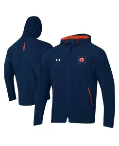 Мужская синяя толстовка Auburn Tigers Unstoppable с рукавом реглан на молнии Under Armour
