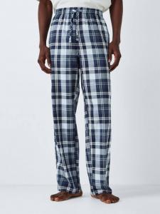 Пижамные брюки в клетку из органического хлопка John Lewis, цвет Blue Navy