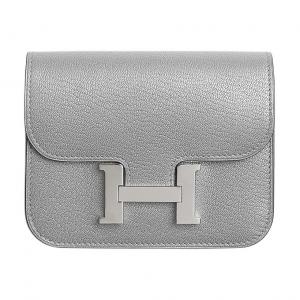 Constance Slim Chamkilight Кожаный Кошелек Женский 05 Argente Silver HERMES, K Stamp