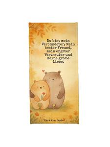 Mr. & Mrs. Panda Пляжное полотенце с изображением медведя, символом любви и надписью белого цвета