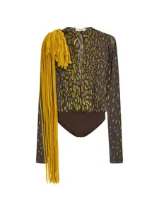 Боди с цветочным поясом Ferragamo, коричневый