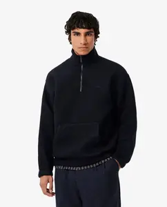 Мужская шерстяная толстовка с молнией на воротнике синего цвета Lacoste