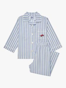 Детский пижамный комплект Henry Cotton с длинными рукавами в полоску Trotters, Blue/White