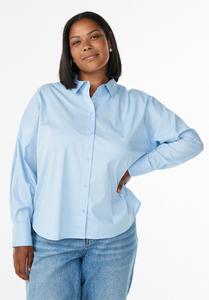 Блуза Zizzi KLASSISCHES MIT LOCKERER PASSFORM, Chambray Blue/Light Blue