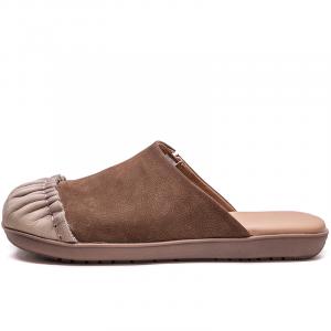 Jay Женские домашние тапочки с закрытым носком на резиновой подошве коричневые, цвет Brown