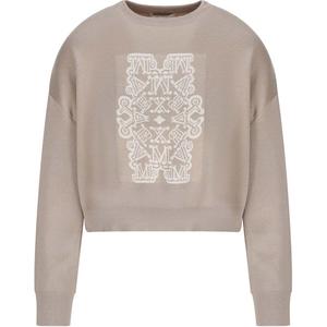 Свитер с интарсией логотипом MaxMara, коричневый