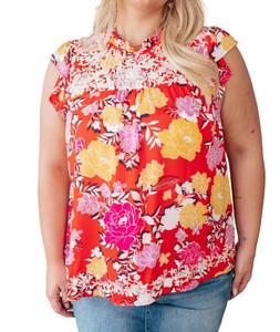 Топ с цветочным принтом Among The Flowers красного цвета Emily Wonder