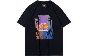 Мужская черная футболка Li Ning с круглым вырезом, средней высоты