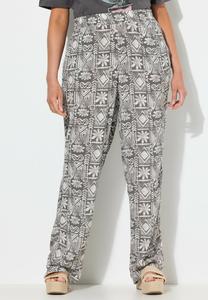 Брюки Ulla Popken MOSAIC PRINT ELASTIC WAIST, Graphite Grey/Grey