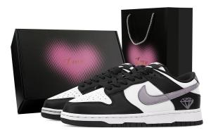 Кроссовки для скейтборда Dunk Crackle Purple Diamond, Heart Box устойчивые к истиранию, низкие, унисекс, черные, фиолетовые Nike, черный фиолетовый