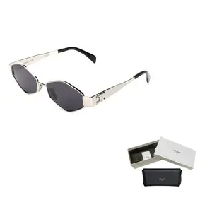 CELINE Солнцезащитные очки с геометрической оправой, Silver