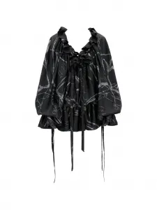 Мини-платье с принтом и оборками Ann Demeulemeester, черный