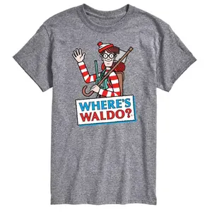 Мужская футболка с графическим логотипом «Где Уолдо?» Licensed Character, серый