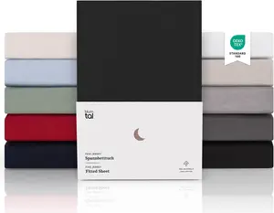 Простыня на резинке Premium 160x200 см, джерси - 100% хлопок, для матрасов шириной до 25 см - черная Blumtal