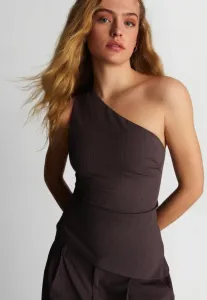 Асимметричная блузка Bershka, Dark Brown