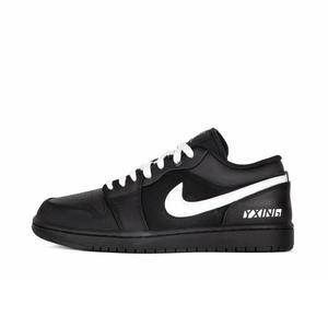 Jordan Баскетбольные кроссовки Air 1 с низким верхом, износостойкие и нескользящие, винтажные, унисекс, черно-белые