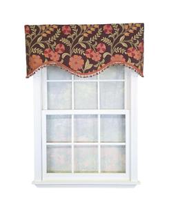 Карнизная штора Lady Diane, коричневая, с разноцветной бахромой, 100% хлопок, подходит для размеров до 48 дюймов в ширину (50 x 17 дюймов), коричневая RLF Home, Brown