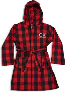 Уютный халат Calvin Klein Boys с капюшоном и манжетами на рукавах, Red Plaid