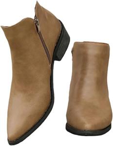 Женские кожаные ботинки на щиколотку с острым носком вестерн короткие винтажные Generic, Grey