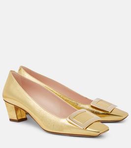 Кожаные туфли Belle Vivier 45 с декольте Roger Vivier, Oro Chiaro