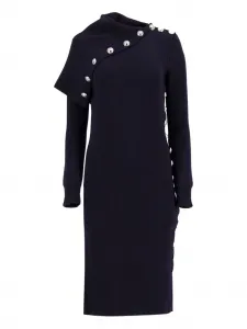 Платье с драпированным вырезом и украшением в виде пуговиц Rabanne, синий