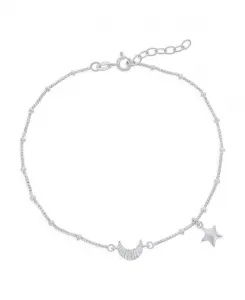 Серебряный браслет на лодыжку с полумесяцем и звездами Simona, silver