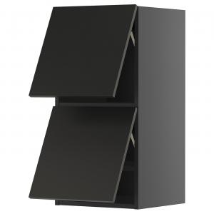 Настенный шкаф, горизонтальный, 2 дверцы, черно-серый/матовый антрацитовый Nickebo, 40x80 см IKEA Metod