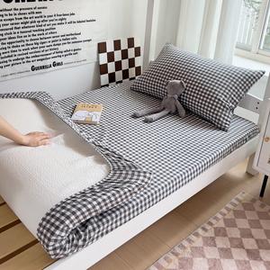 Antarctic Комплект хлопкового постельного белья из 3 предметов (простыня на резинке 90х200 см), цвет Gray Small Grid, ткань класса А