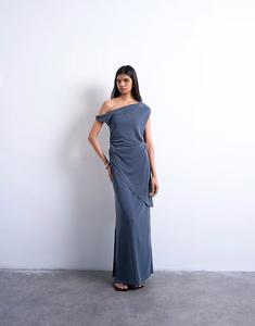 Асимметричная туника Cupro Twist с отделкой темно-серого цвета Topshop