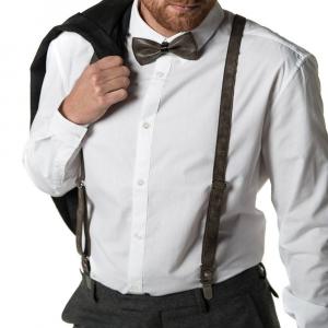 Замшевые подтяжки с Y-образной спинкой и галстуком-бабочкой Mio Marino, цвет Cream