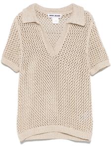 Топ DKNY ажурной вязки, нейтральный