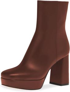 Женские ботильоны Miss Left с закрытым квадратным носком, высокой массивной подошвой, боковой молнией, платформой, для осени, вечерние туфли, размеры 4-16 US