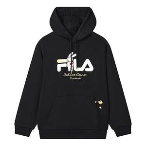Худи FILA Logo Hoodie 'Black White', черный