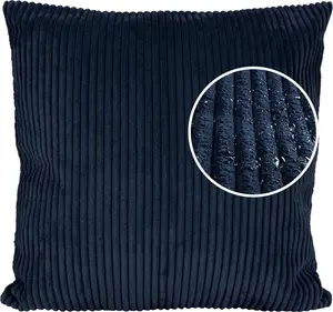 Декоративная подушка 60х60 см, чехол без наполнителя, чехол на молнии, однотонный вельветовый бархат синего цвета