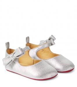 Кожаные балетки Lou Babe Christian Louboutin Kids, серебряный