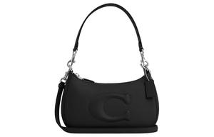 Терри Гладкая Кожа Переносная Сумка Через Плечо Средний Размер Женская Серебристо-Черная COACH