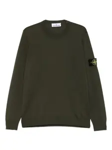 Джемпер с нашивкой-логотипом и круглым вырезом Stone Island, зеленый