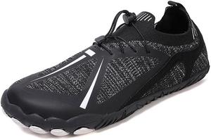 Мужские трекинговые босоножки с открытым носком, дышащие кроссовки для трейл-раннинга, велоспорта, кемпинга, легкие прогулочные кроссовки для путешествий, нескользящие, удобные с поддержкой свода стопы Qacksv, черный