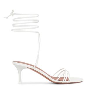 Сандалии Amina Muaddi Lori на шнуровке 60, nappa white/matte white heel