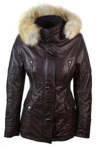 Кожаный тренчкот средней длины с капюшоном TruClothing, коричневый