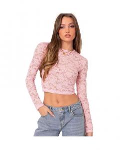 Женский прозрачный кружевной топ Estella Edikted, розовый