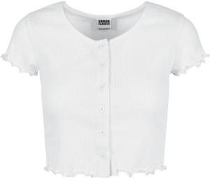 Футболка Urban Classics Ladies Cropped Button Up Rib Tee, белый