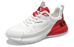 Kolumb Колумб амортизирующие нескользящие дышащие низкие кеды мужские бело-красные, цвет White Red