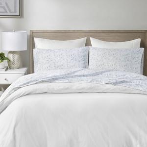 Madison Park Essentials плотностью 200 нитей, набор из 4 предметов хлопка с принтом и наволочками, цвет Green Leaves